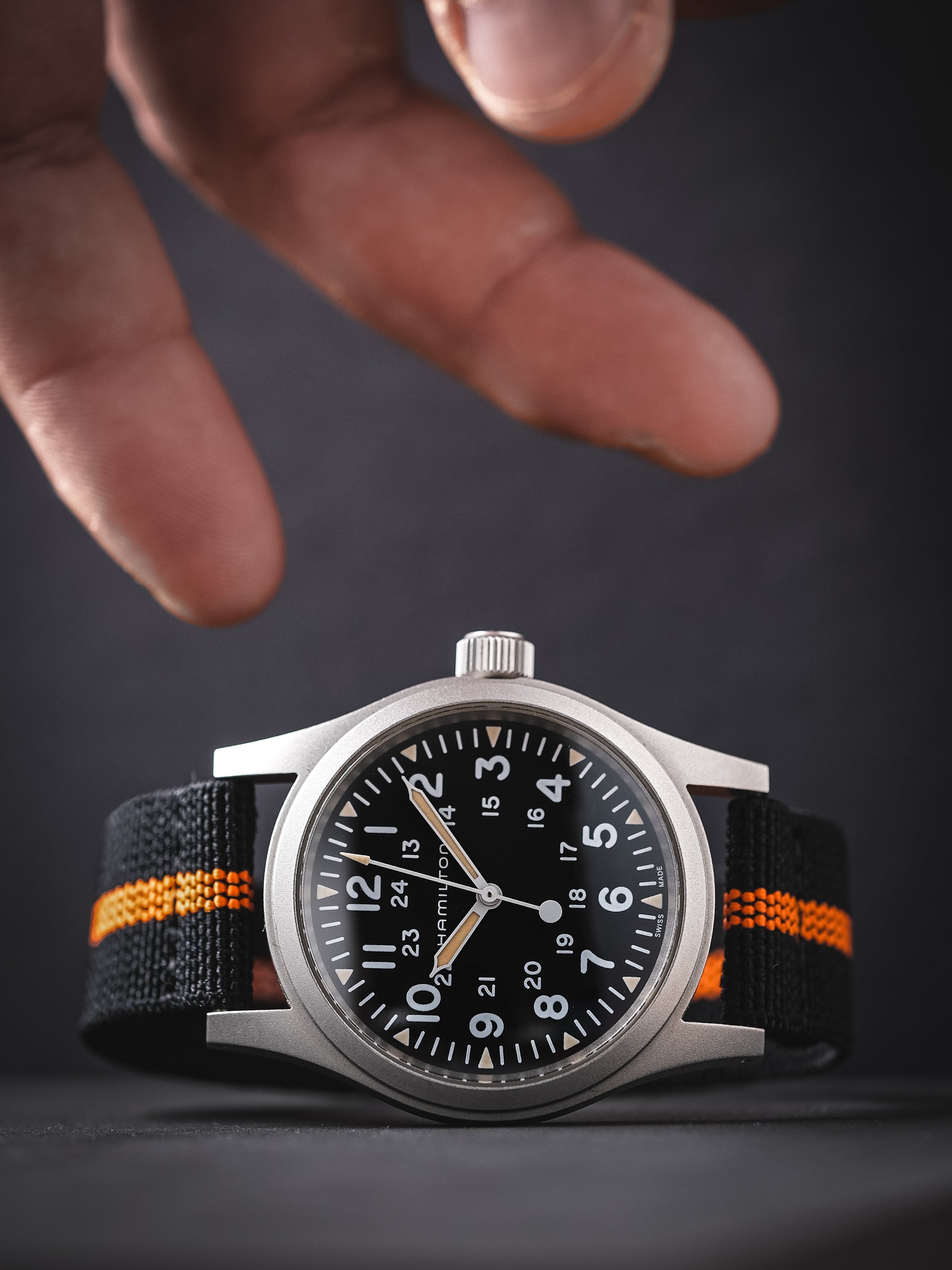 Black / Orange Elastic Loop Strap